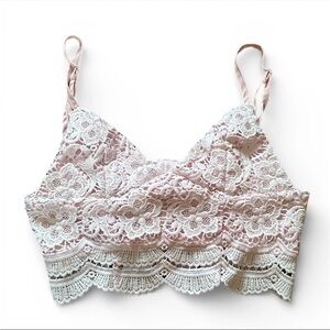Pink Lace Trim Y2K Floral Rumor Boutique Bralette Top Size 8